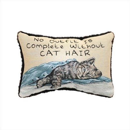 MANUAL WOODWORKERS & WEAVERS Manual Woodworkers and Weavers TWNOIC No Outfit Is Complete Without Cat Hair Tapestry Pillow Jacquard Woven Fashionable Design 8.5 X 12.5 in. Poly Blend TWNOIC